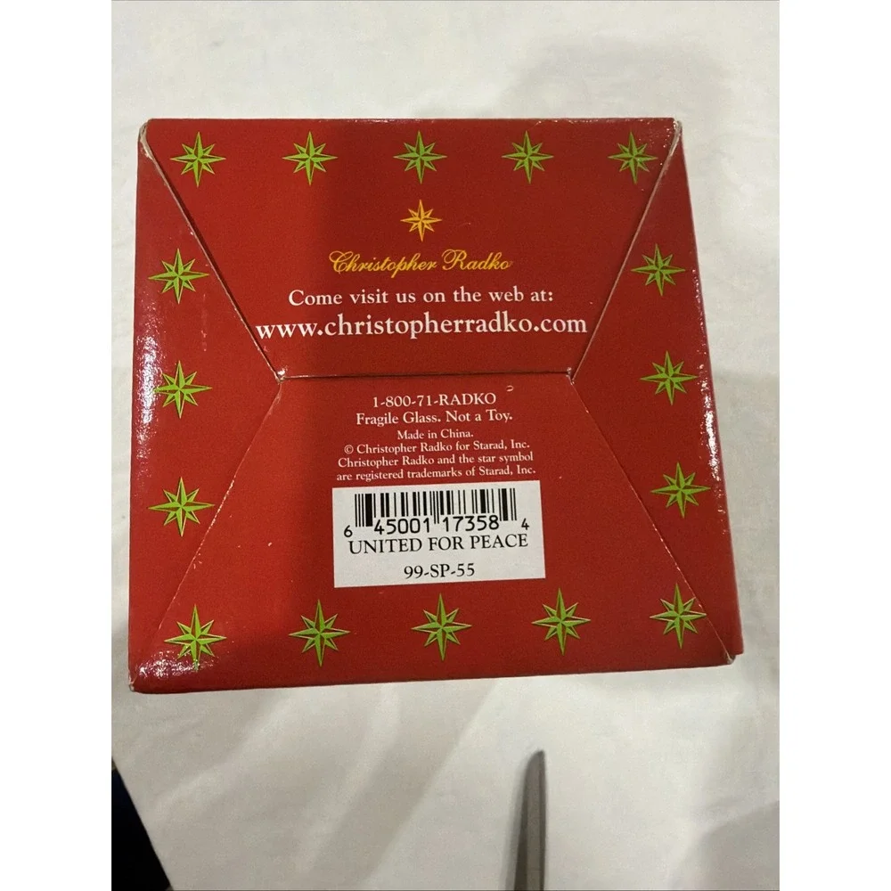 Christopher Radko Christmas Ornament Vintage‎ 2000 UNITED FOR PEACE New In Box!!